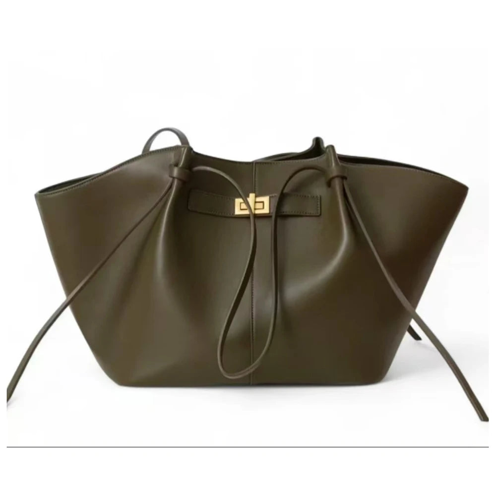 Minimal Soft Leather Shoulder Tote