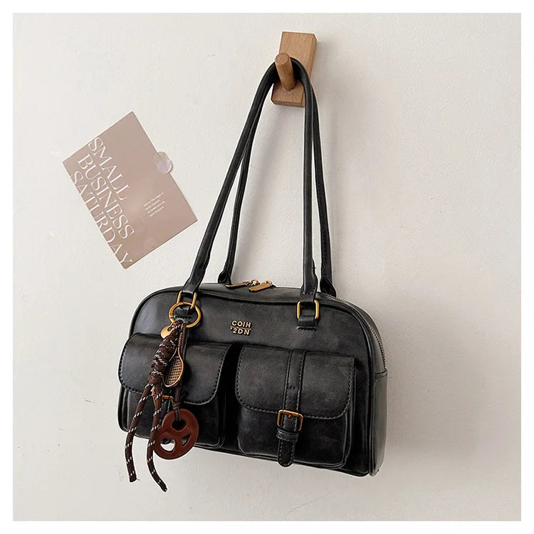 Retro Multi-Pocket Shoulder Bag