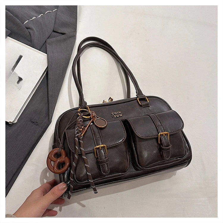 Retro Multi-Pocket Shoulder Bag