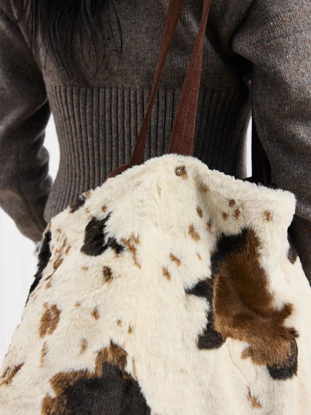 Cow Print Plush Tote – That Fluffy Bag Everyone Wants