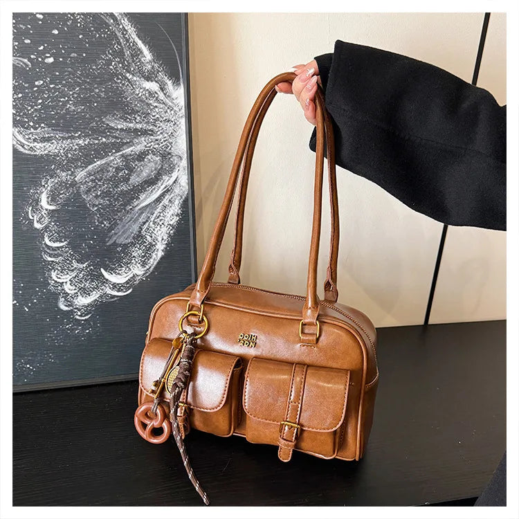 Retro Multi-Pocket Shoulder Bag