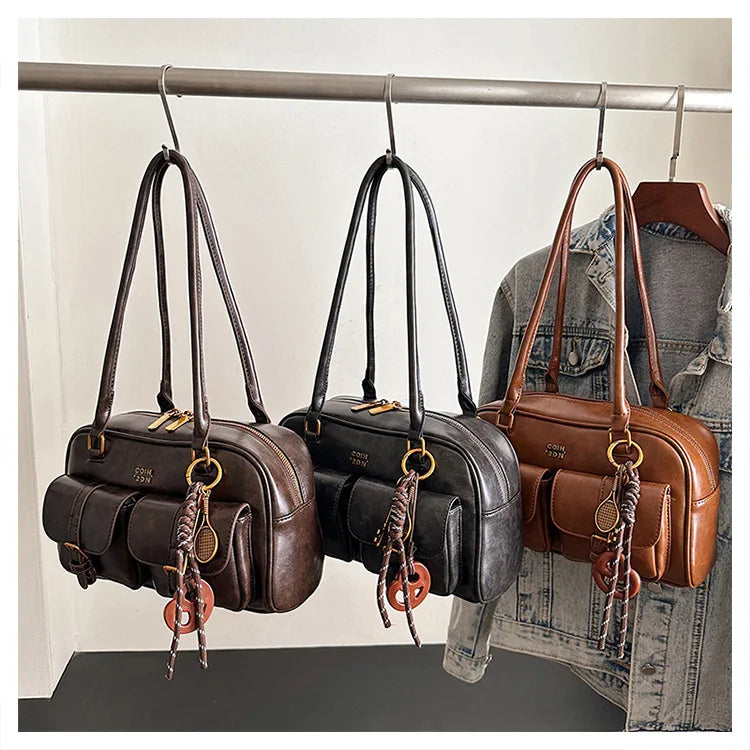 Retro Multi-Pocket Shoulder Bag